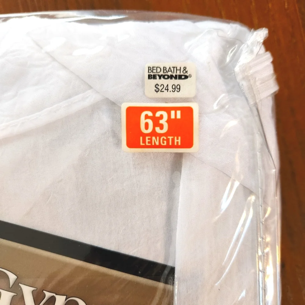 BB&B Curtains Crushed Voile Set of 3 Ruffled Rod Pocket Panels 60